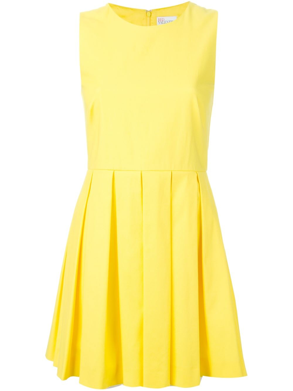 Red Valentino Pleated Pique Dress in Yellow (yellow & orange) | Lyst