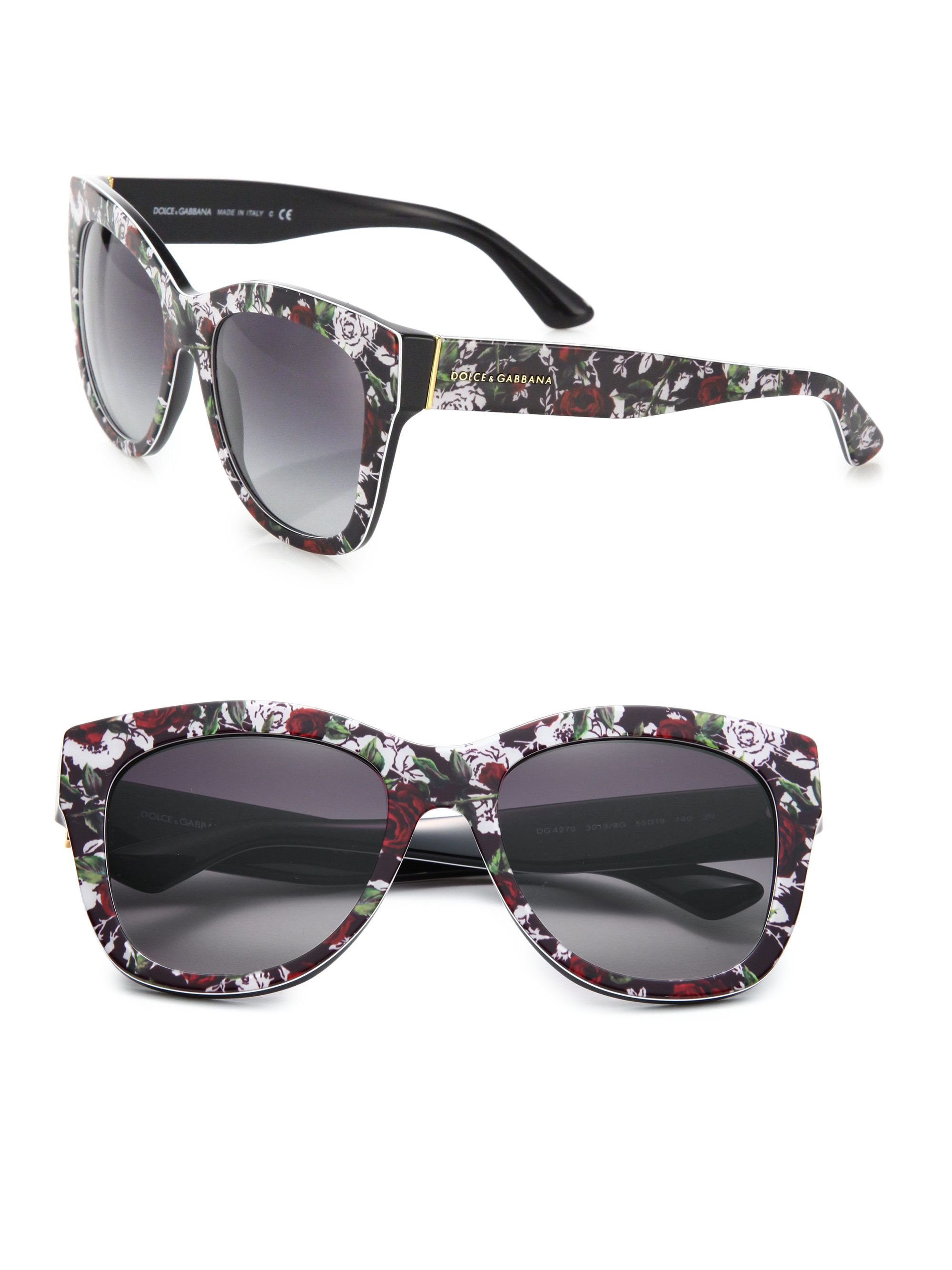 Dolce & gabbana 55mm Square Floral Acetate Sunglasses in Pink | Lyst