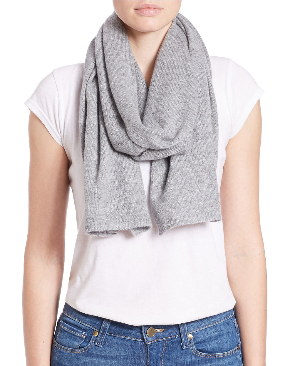 Lord & taylor Cashmere Scarf in Gray | Lyst