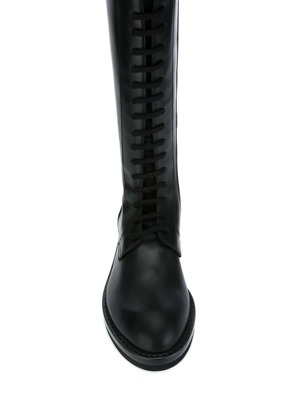 flat black knee high lace up boots