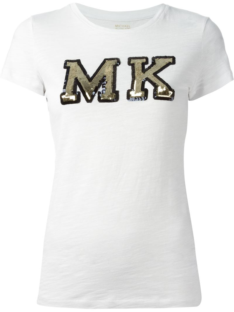 Lyst - Michael Michael Kors Sequin Logo T-shirt in White