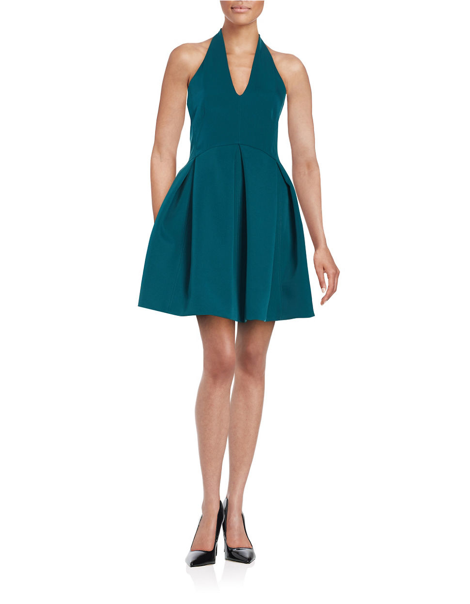 halston heritage halter gown