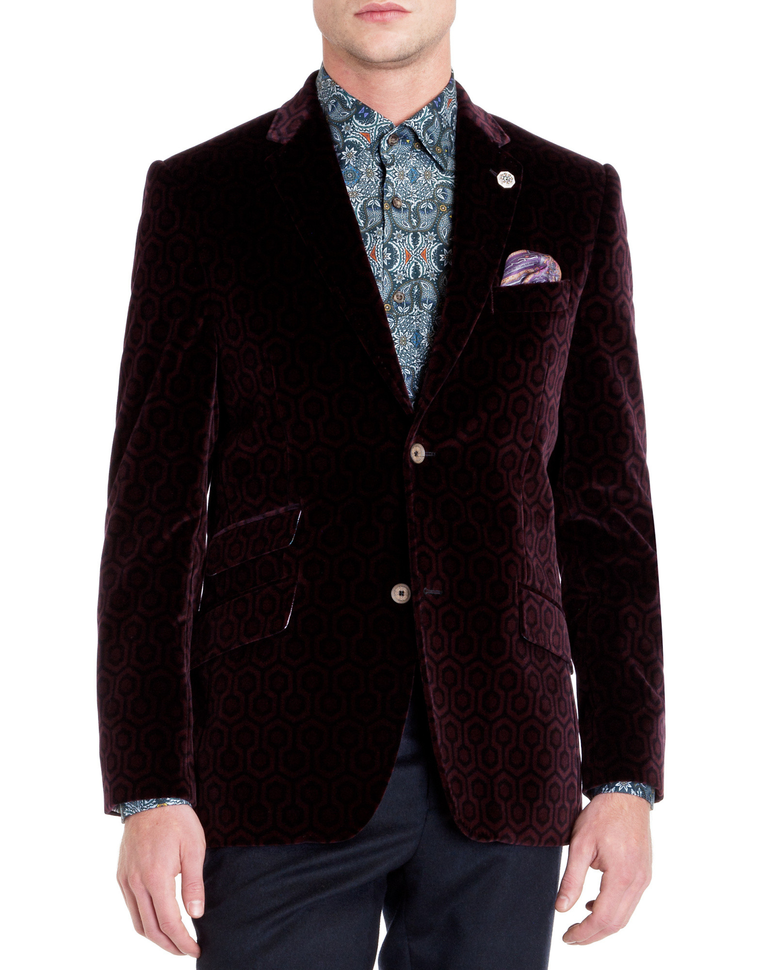 Ted Baker Velvet Geo Jacket in Purple for Men Lyst