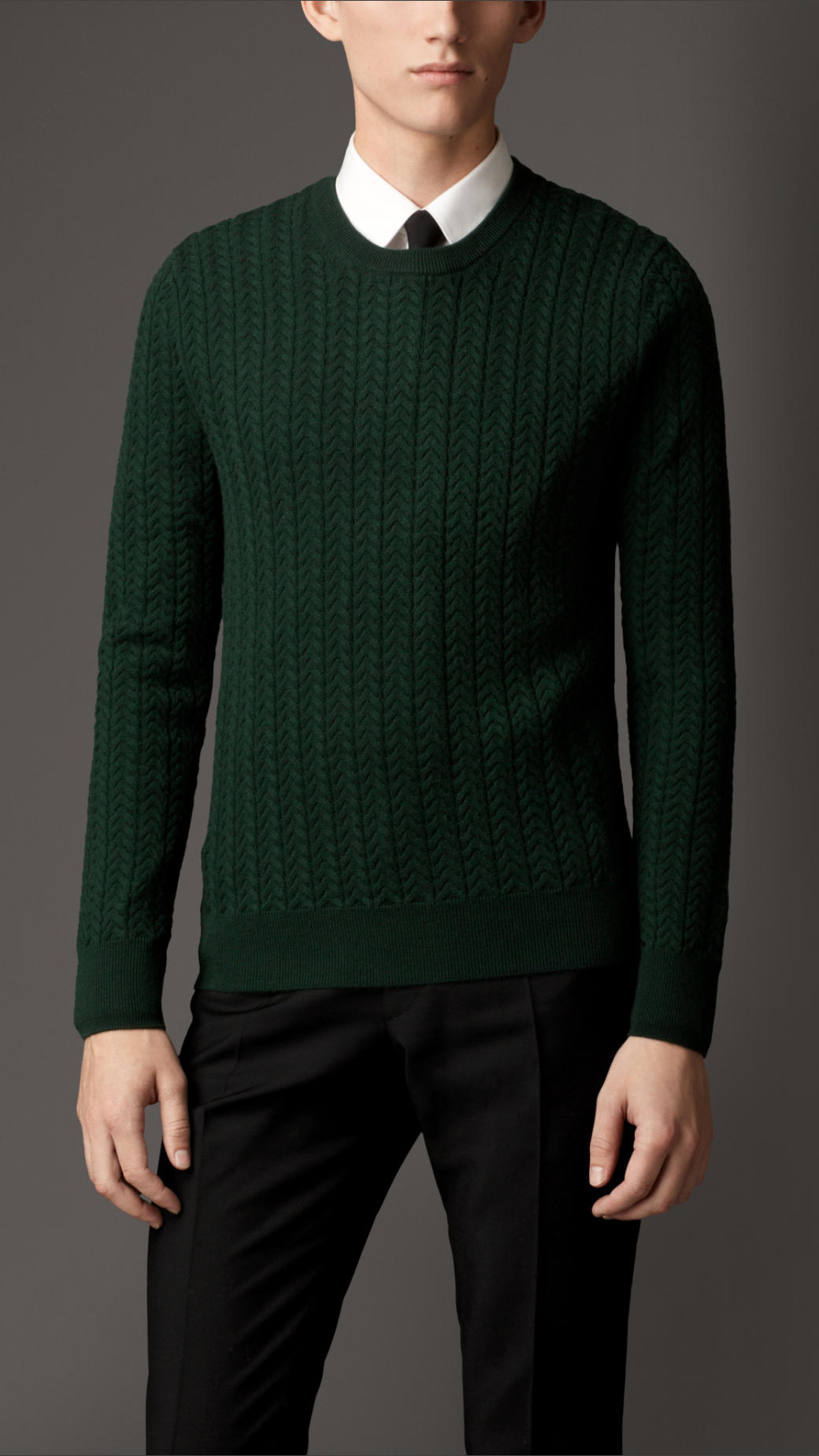 Burberry Aran Knit Wool Cashmere Sweater in Green for Men (deep green ...
