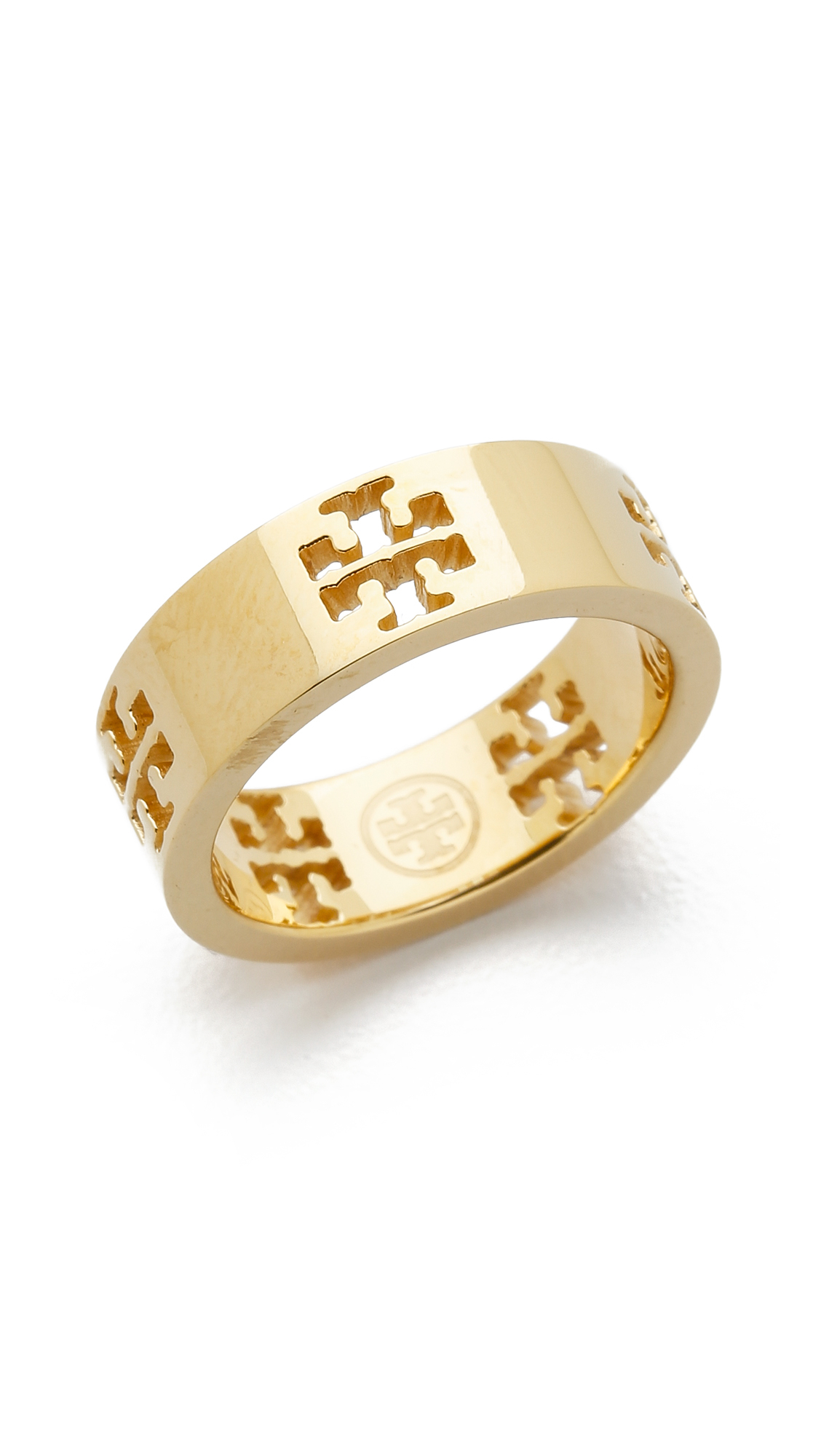 Lyst Tory Burch Pierced T Ring Shiny Gold in Metallic
