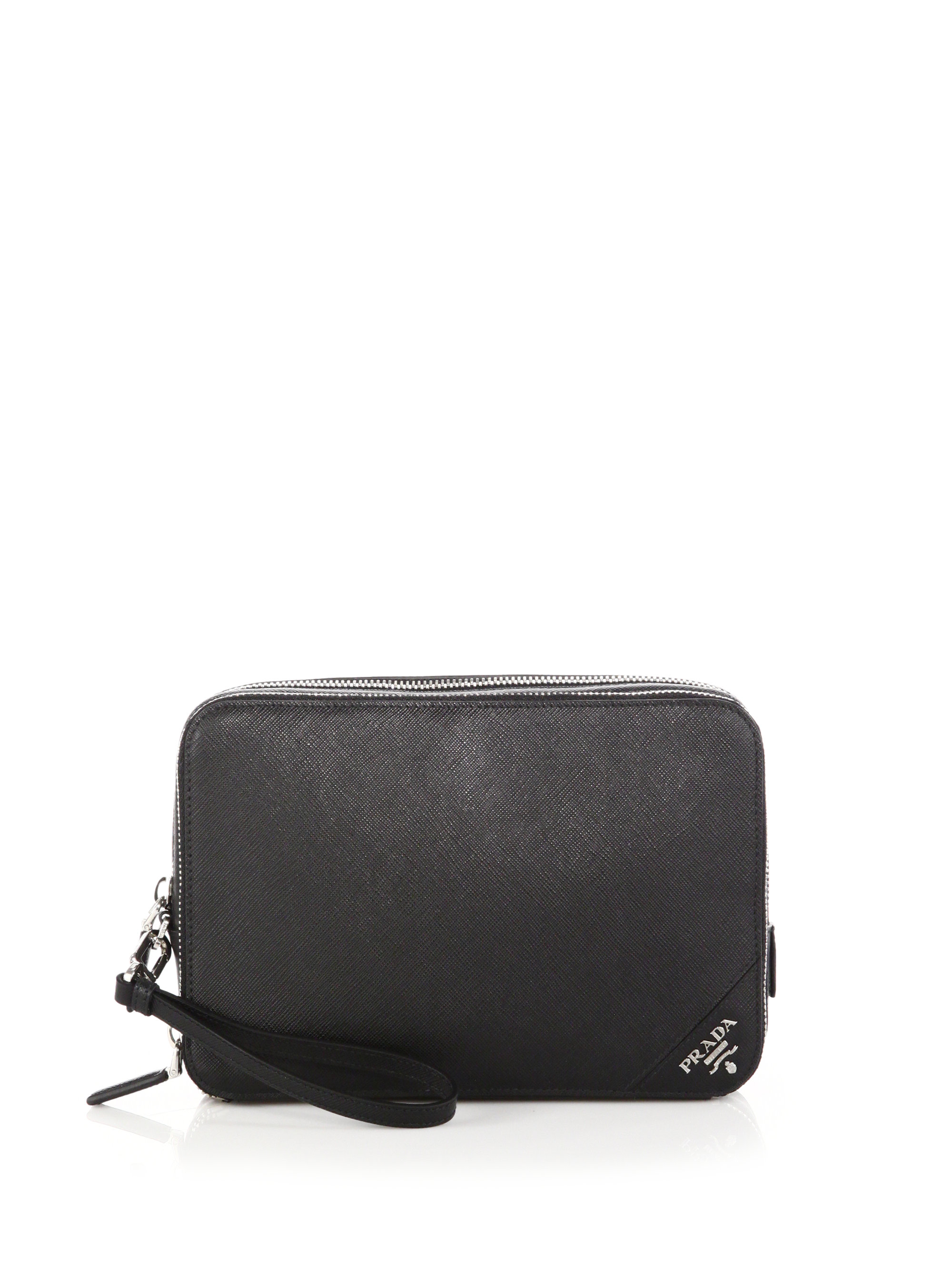 Prada Saffiano Leather Travel Wallet in Black for Men | Lyst  