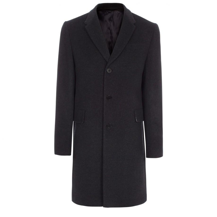 Paul smith Men's Dark Grey Wool-cashmere Overcoat in Gray for Men | Lyst