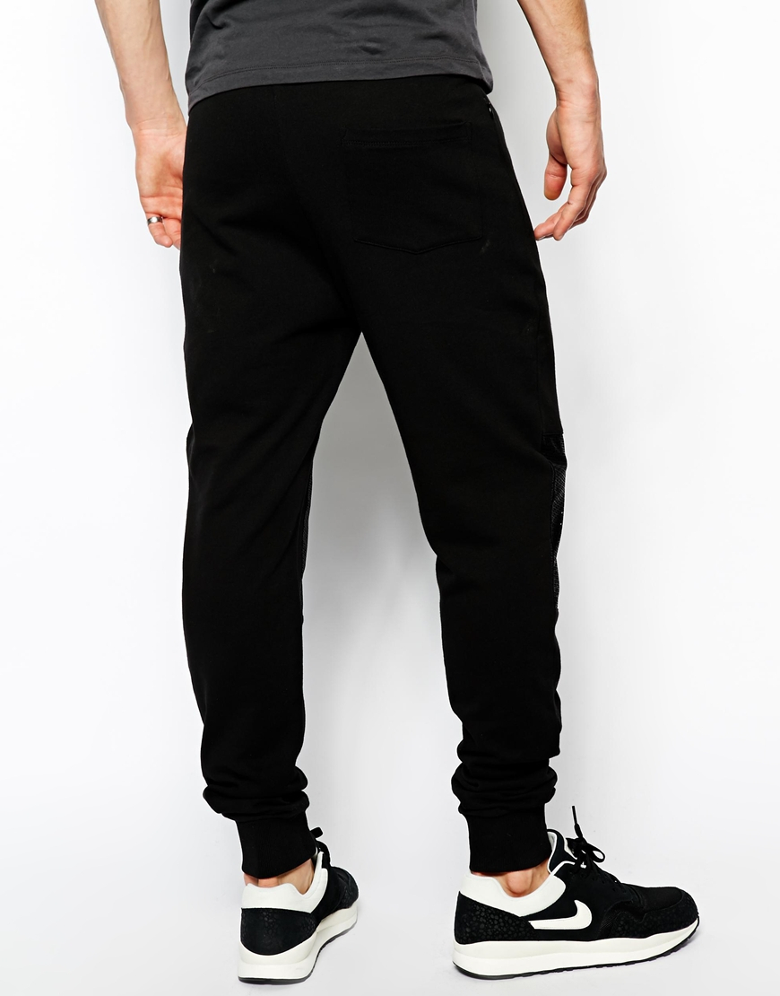 Asos Skinny Sweatpants with Mesh Panels in Black for Men | Lyst