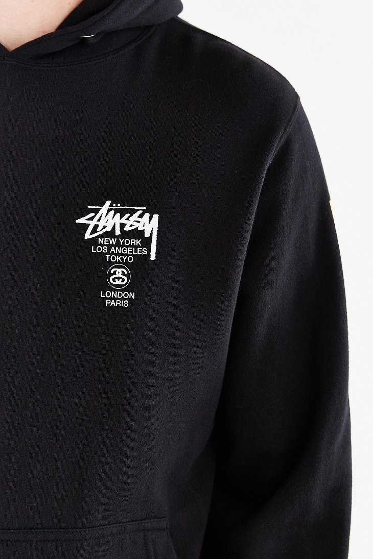Lyst Stussy World Tour Flags Pullover Hoodie Sweatshirt in Black for Men