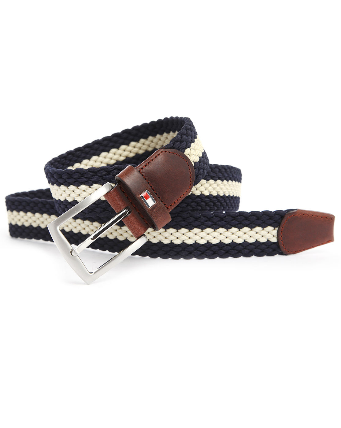 Tommy hilfiger Navy And Cream Two-tone Braided Belt in Beige for Men ...