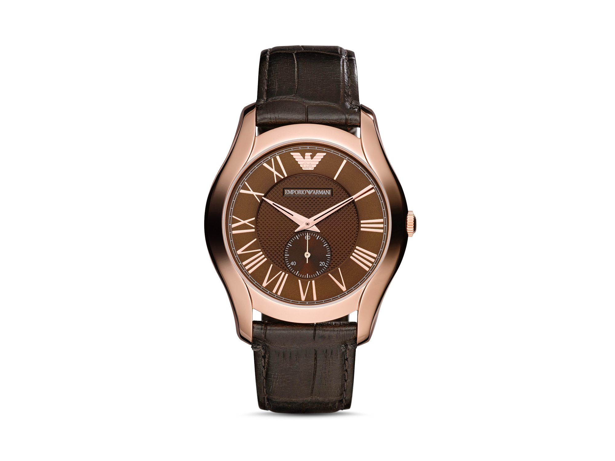 Emporio Armani Brown Leather Strap Watch - softphosni-mp3