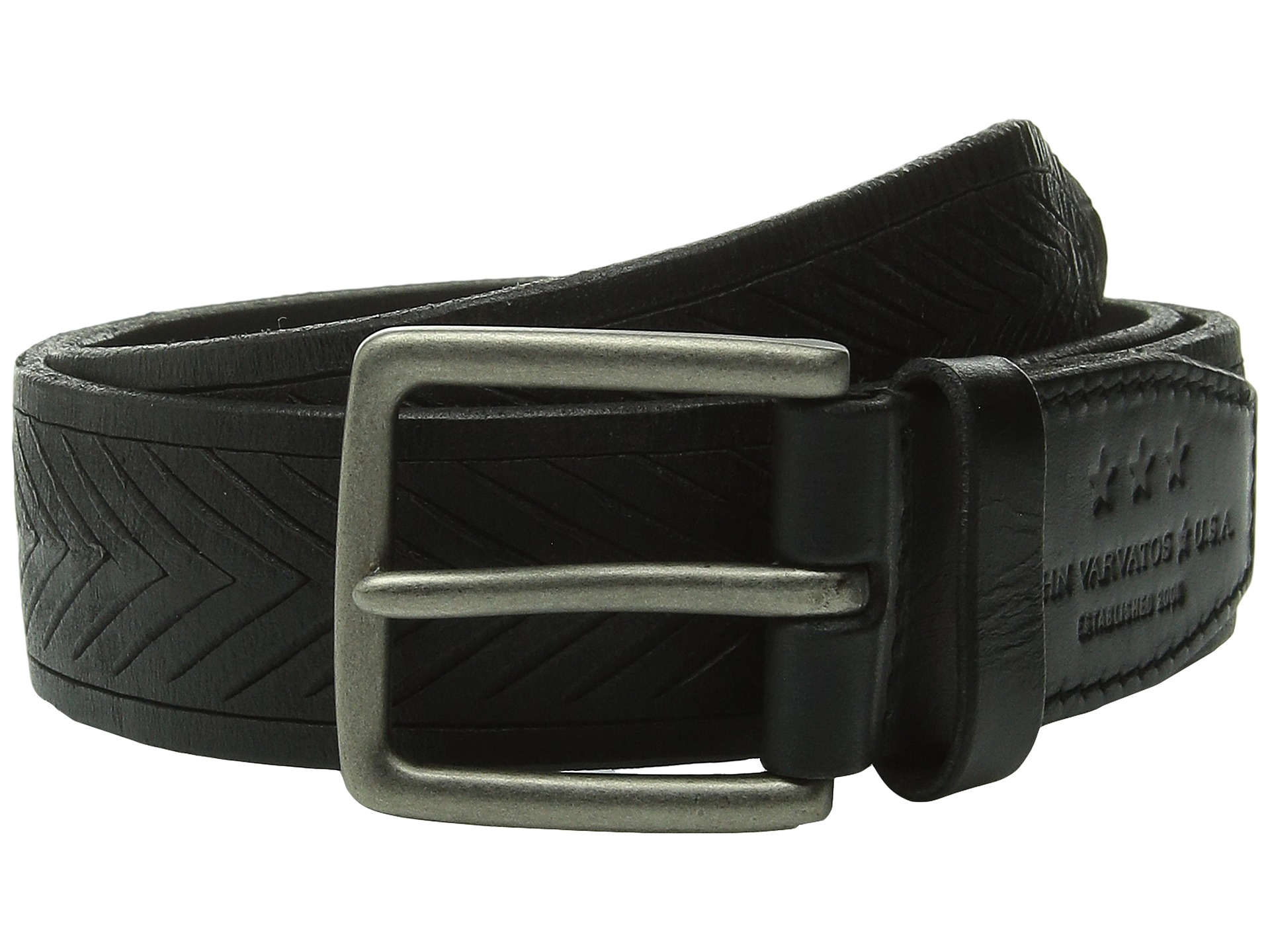 John Varvatos 38mm Chevron Embossed Leather Belt in Black for Men Lyst