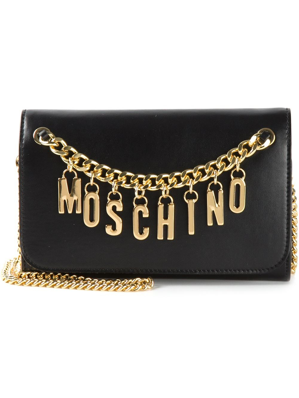 Moschino Logo Chain Cross-Body Bag in Black