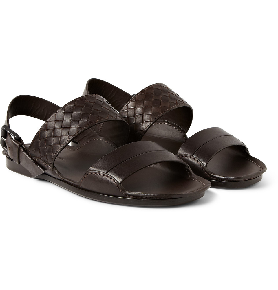 Bottega veneta Intrecciato Multi-Strap Leather Sandals in Brown for Men ...