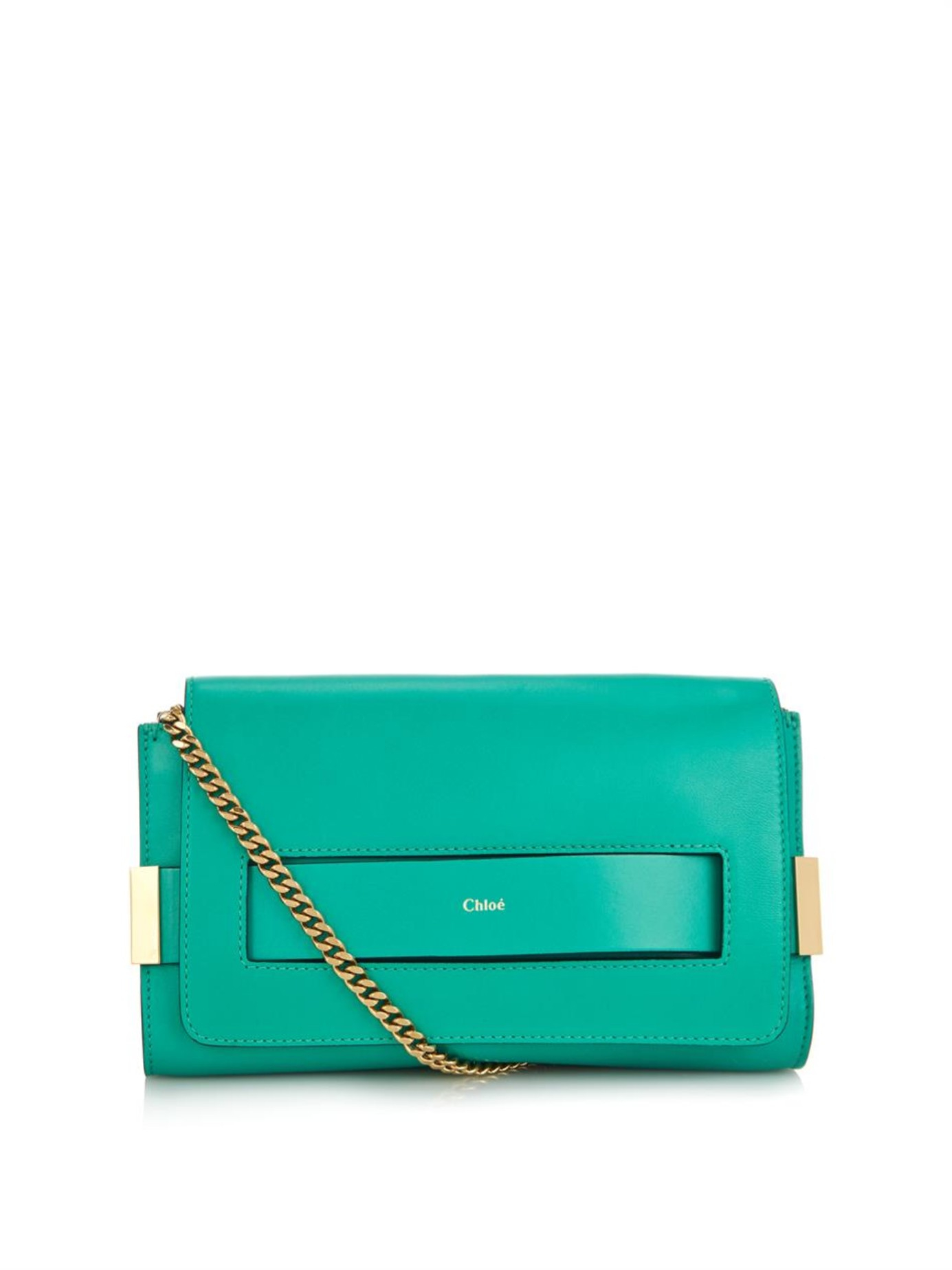 Chlo Elle Medium Leather Shoulder Bag in Green (Bright) | Lyst