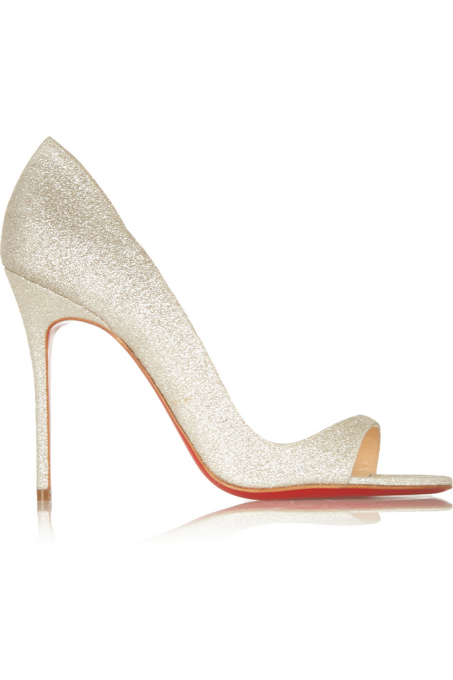 Christian louboutin Toboggan Glitter Leather Sandals in Silver | Lyst
