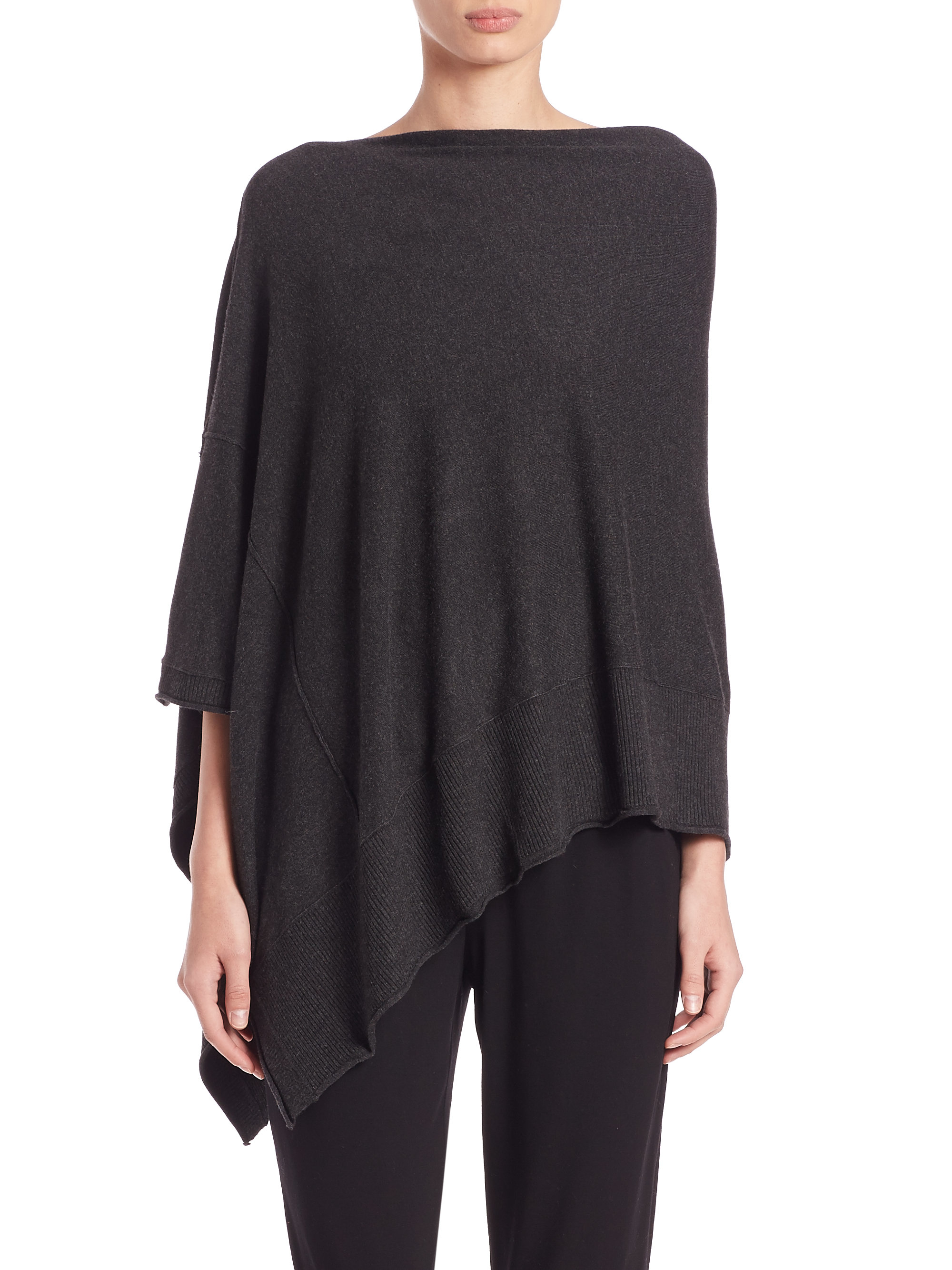 Eileen Fisher Stretch Jersey Asymmetrical Poncho in Gray (charcoal) | Lyst