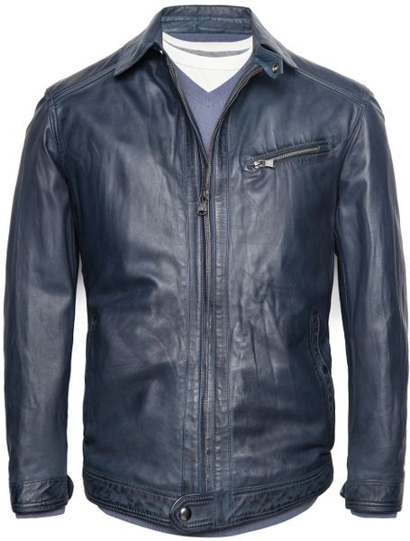 Mango Leather Aviator Jacket in Blue for Men (Navy) | Lyst