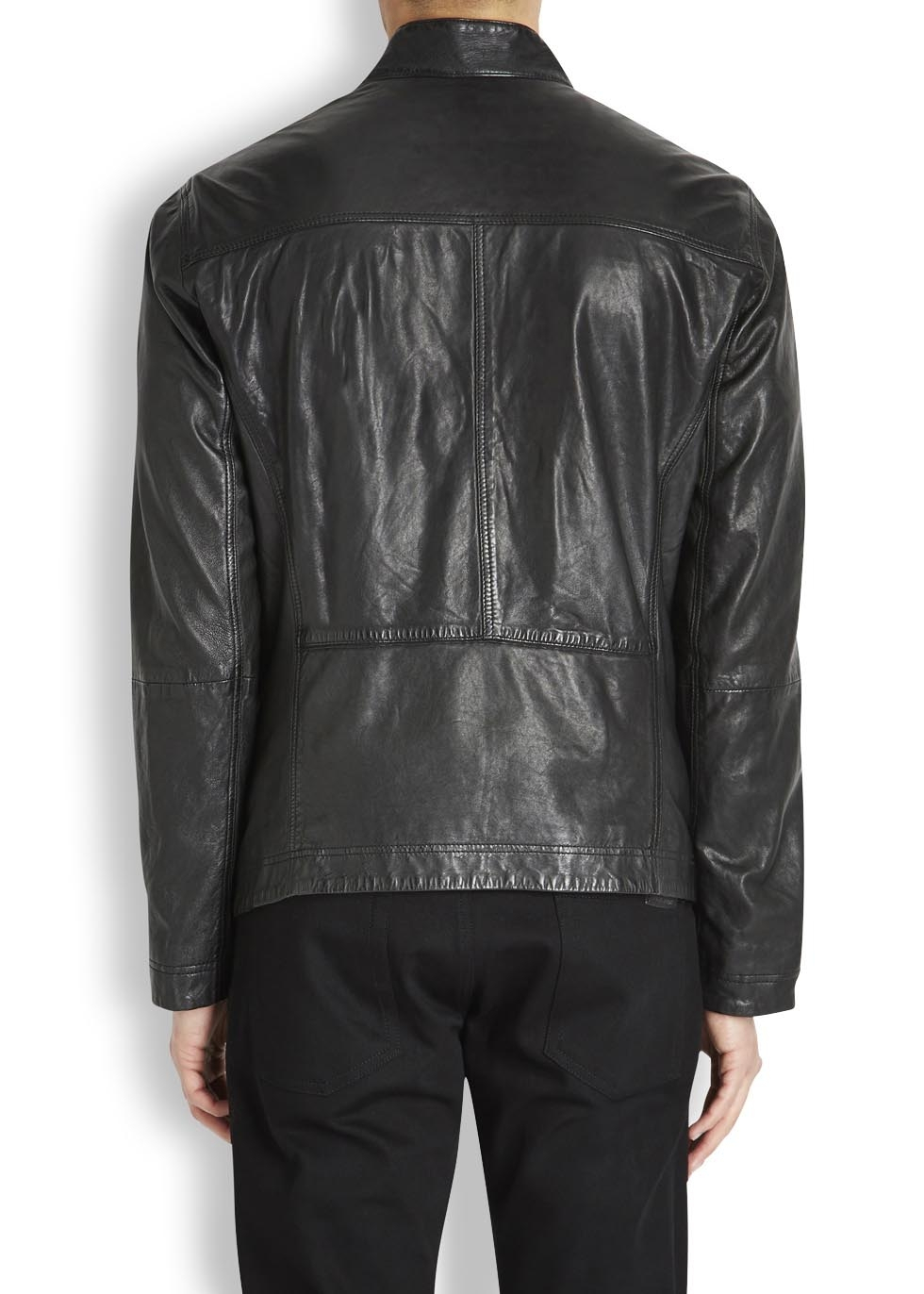 Boss Orange By Hugo Leather Biker Jacket Black In For Gallery Previously Sold At Coggles Harvey Nichols Men S Poncho Jackets Blue Biker