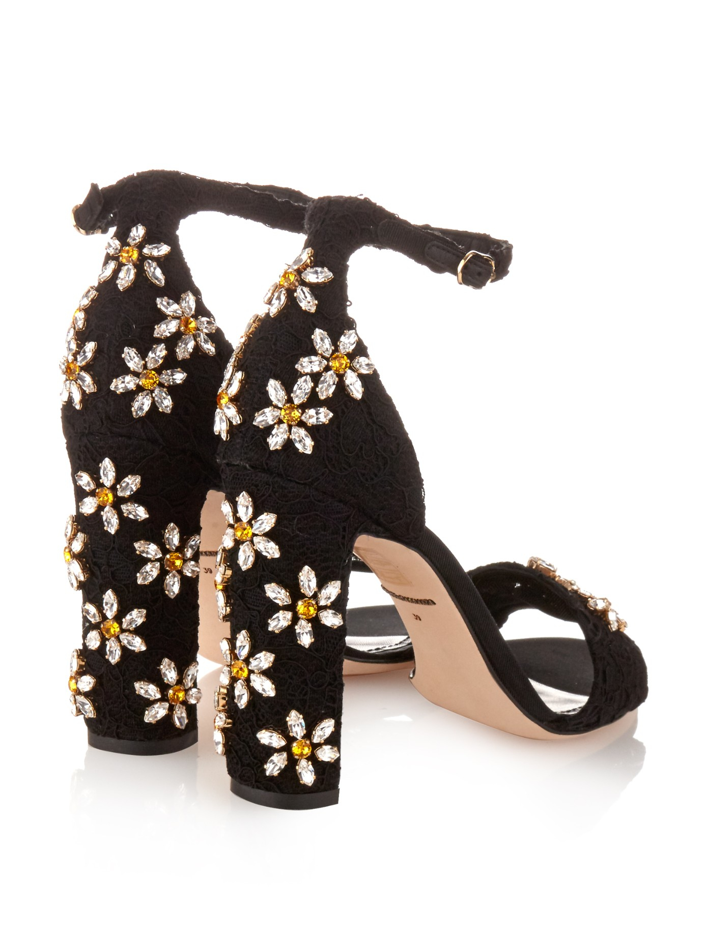 Lyst - Dolce & Gabbana Daisy Crystal-embellished Sandals in Black