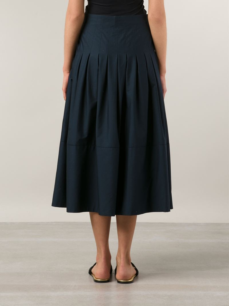 Lyst - The Row Pleated A-line Skirt in Blue