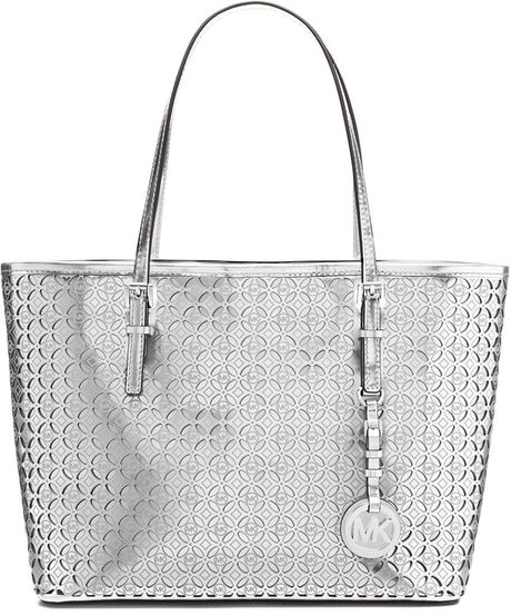Michael Michael Kors Perforated Leather Floral Small Travel Tote Bag in ...