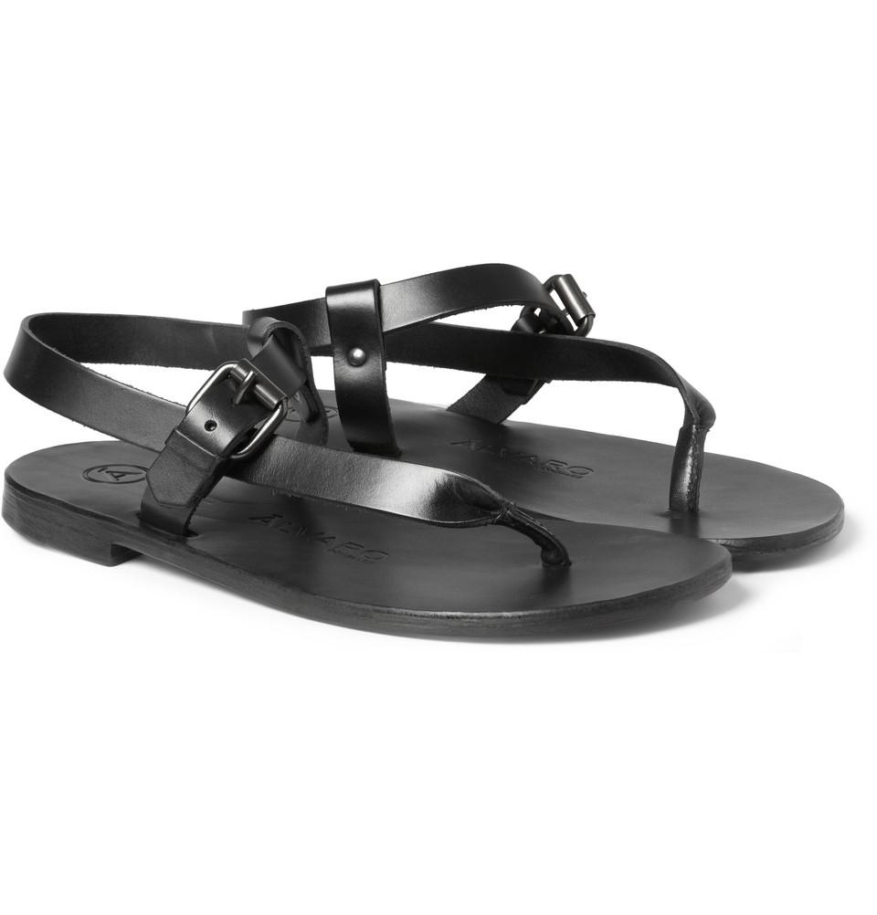 Lyst - Alvaro Buckled Leather Sandals in Black for Men