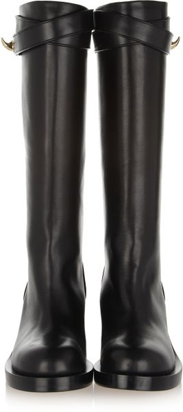 Givenchy Shark Lock Leather Knee Boots in Black | Lyst