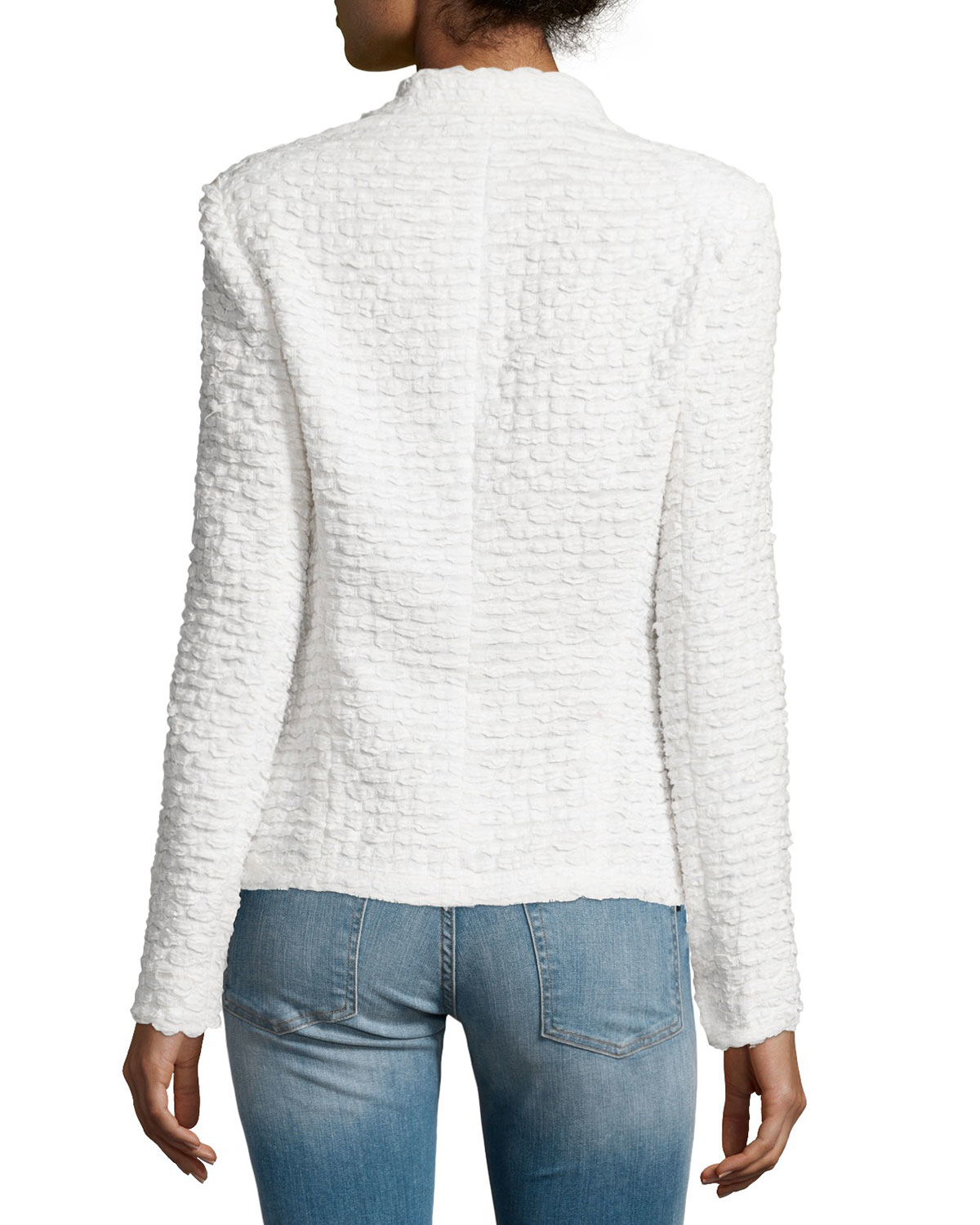 Lyst Donna Karan Longsleeve Tweed Jacket in White