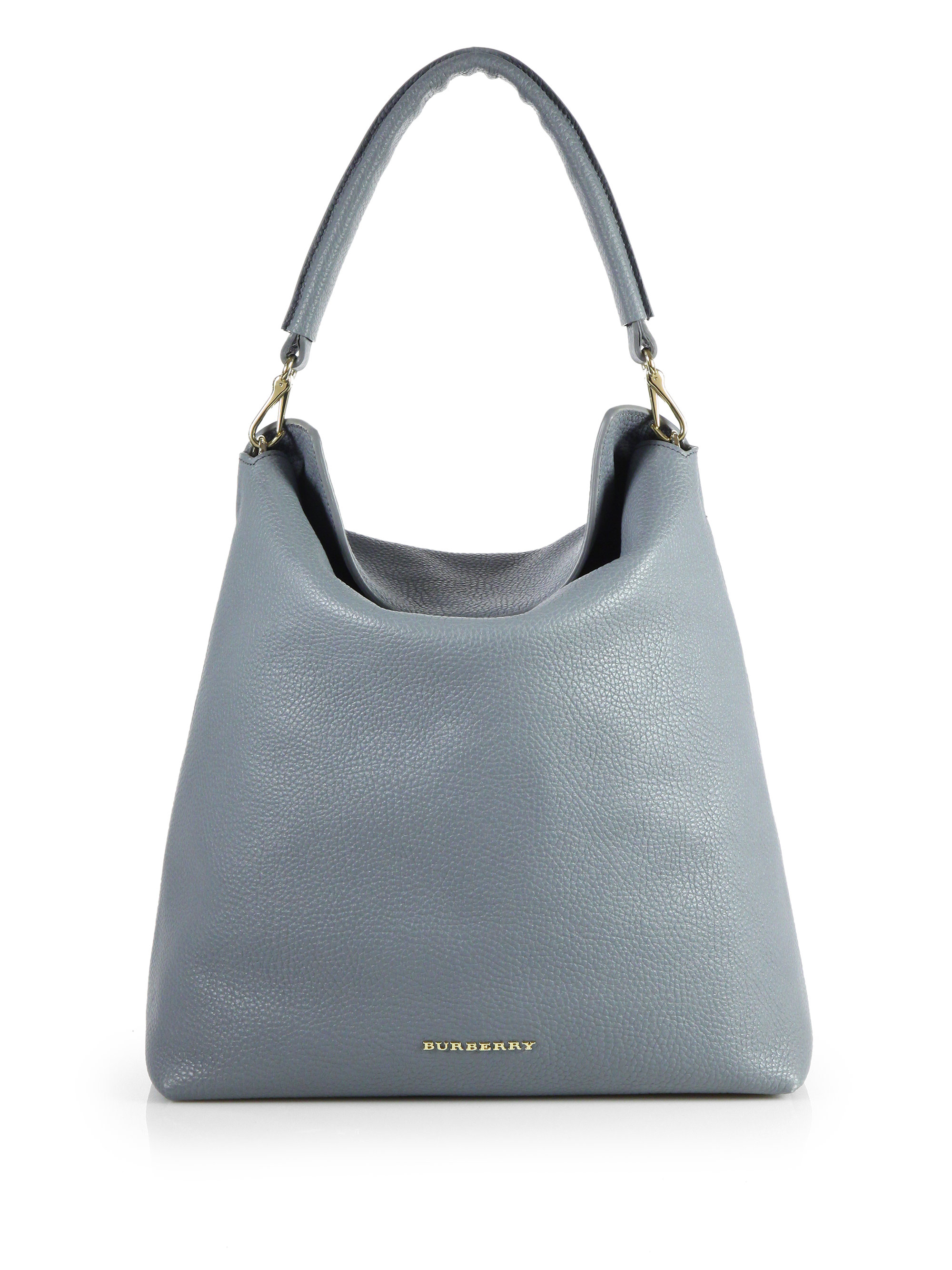 Lyst Burberry Pebble Leather Hobostyle Tote In Gray Gallery