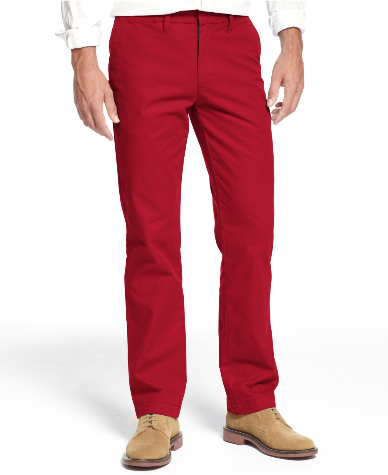 Lyst - Tommy Hilfiger Mercer Custom-Fit Chino Pants in Red for Men