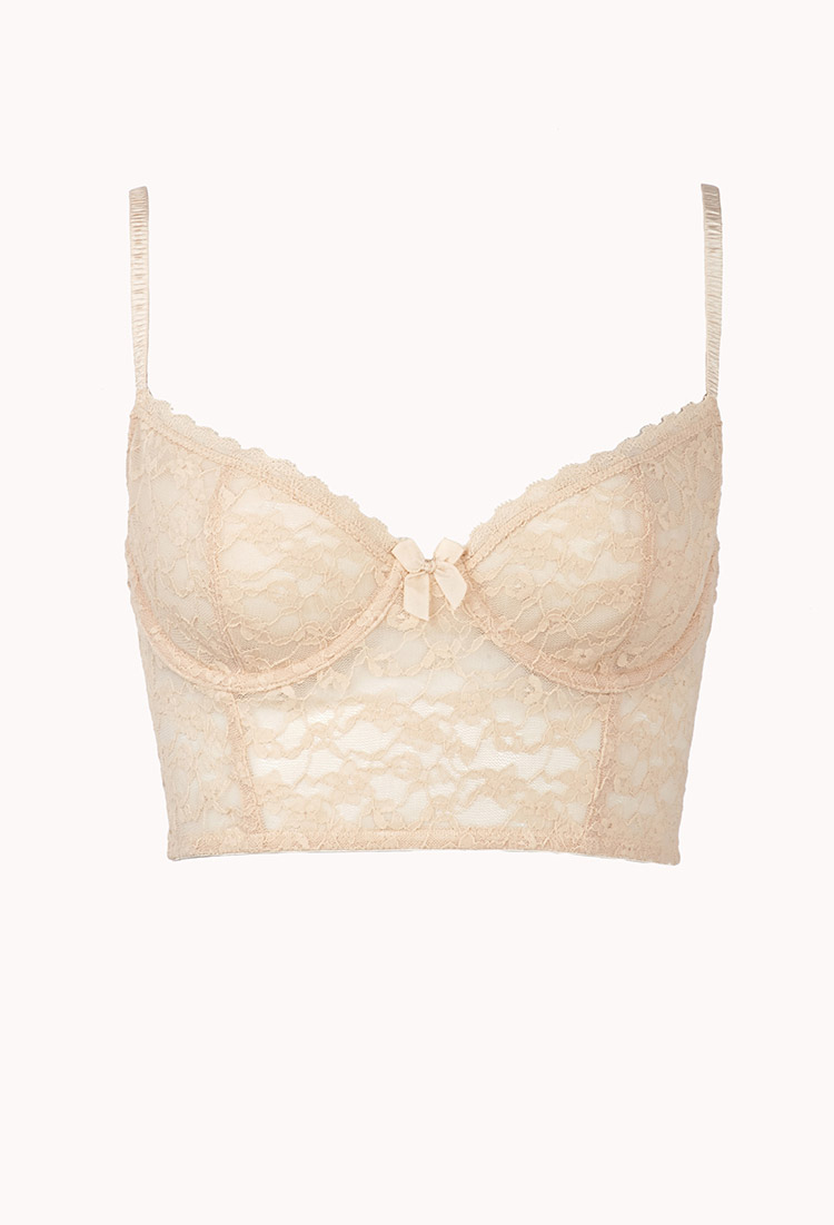 Lyst - Forever 21 Lace Corset Bra in Natural