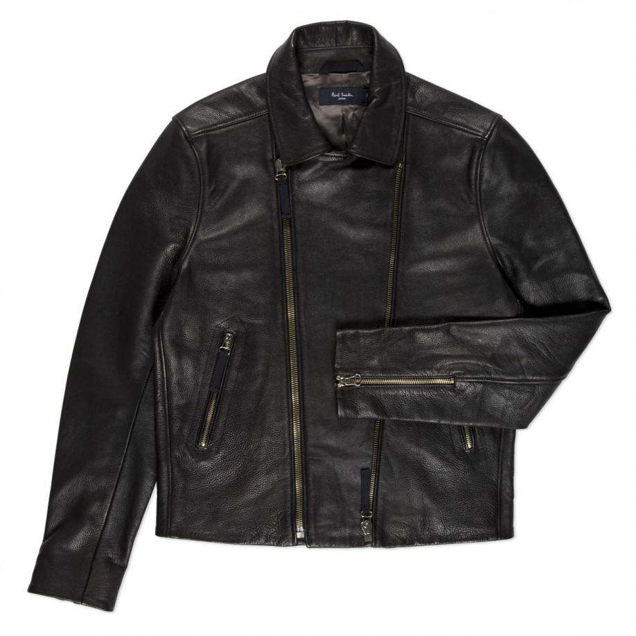 Lyst Paul Smith Black FullGrain Leather Biker Jacket in Black for Men
