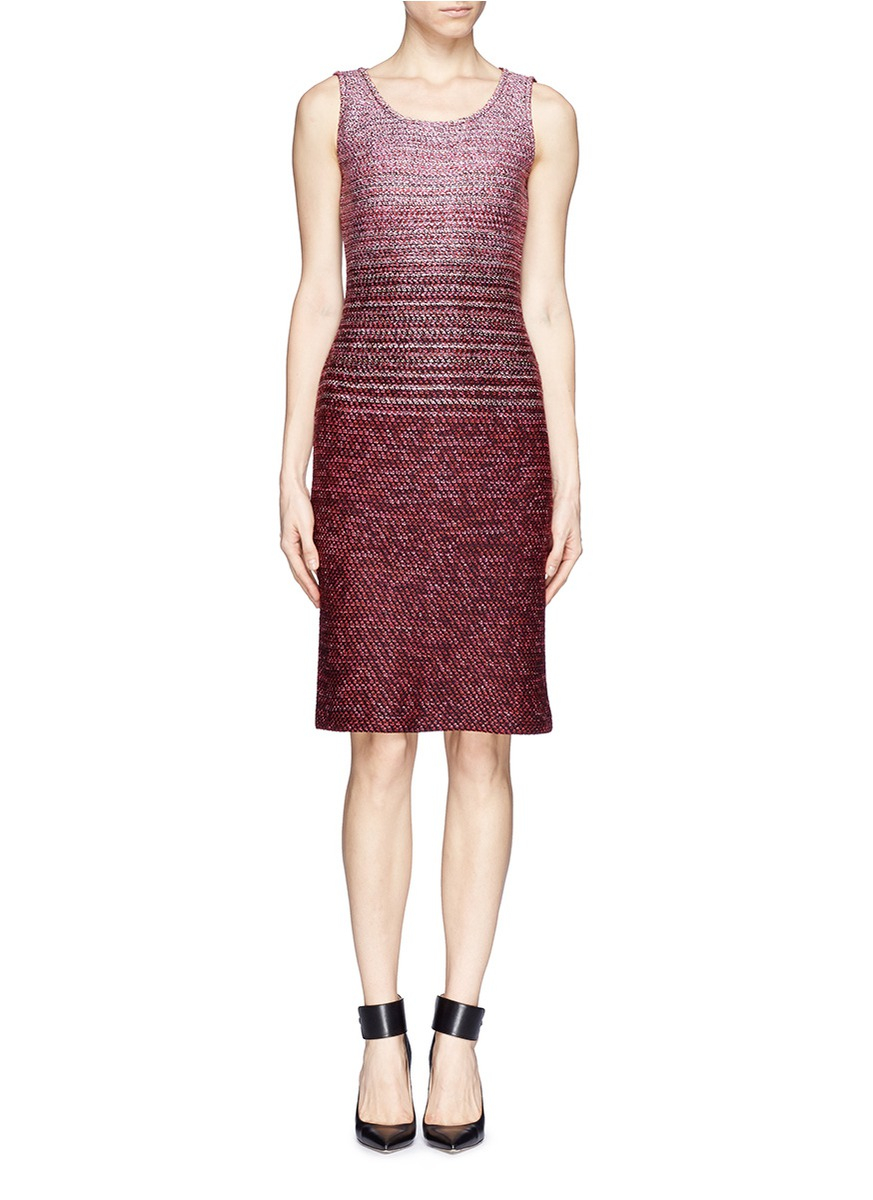 Lyst St John Ombré Tweed Dress In Red Gallery