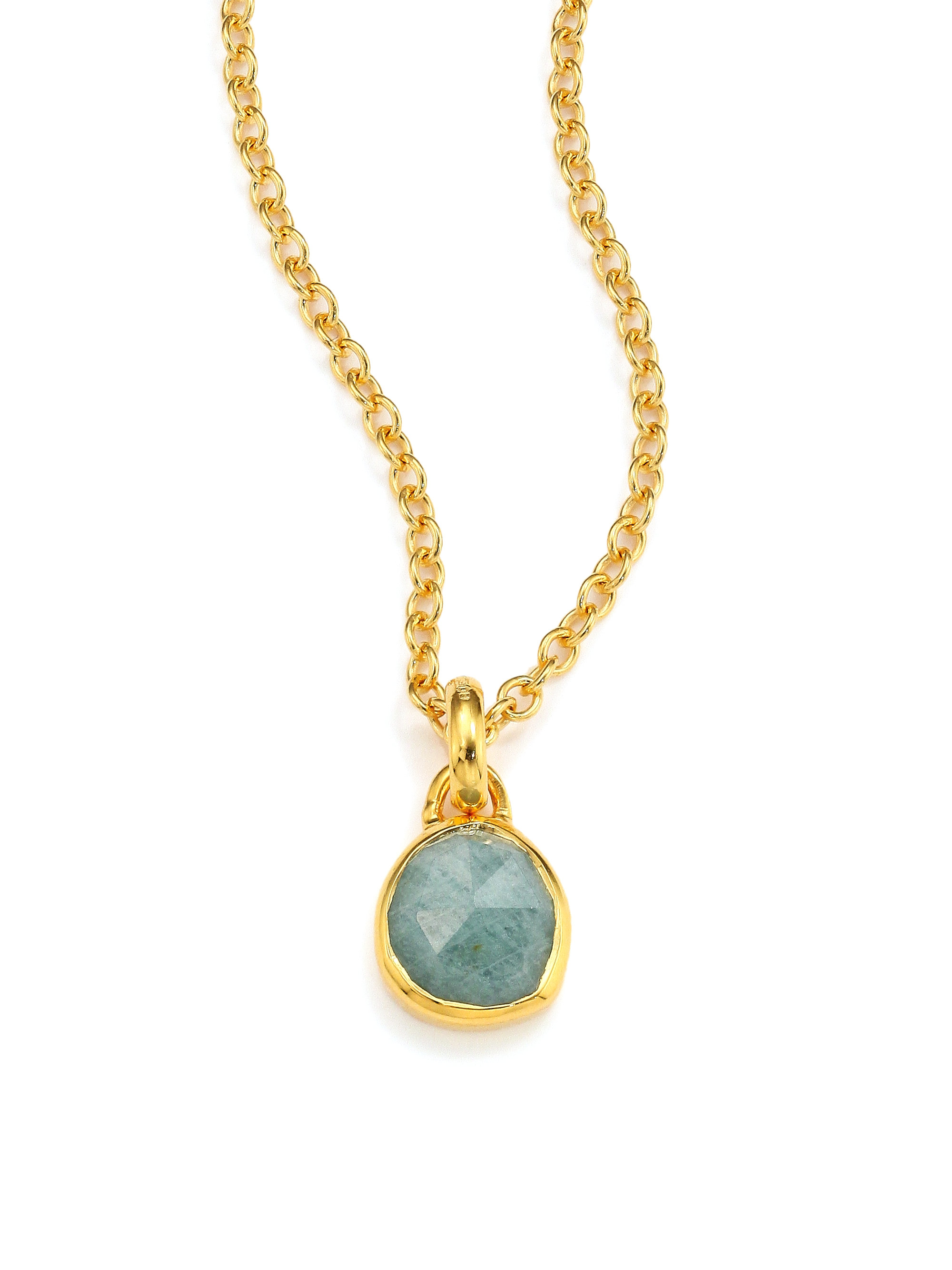 Monica vinader Mini Siren Aquamarine Bezel Pendant in Metallic | Lyst