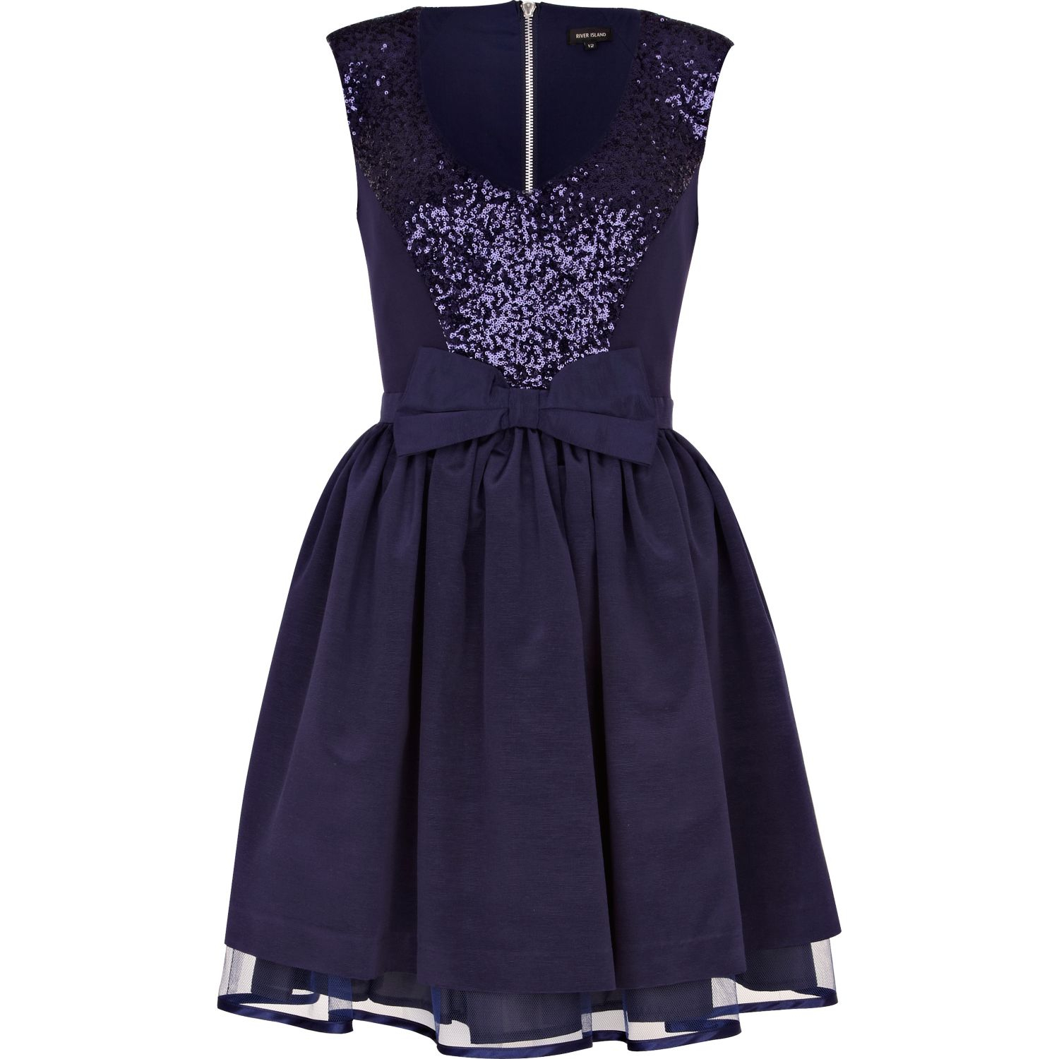 River Island Navy Sequin Prom Dress in Blue (navy) | Lyst