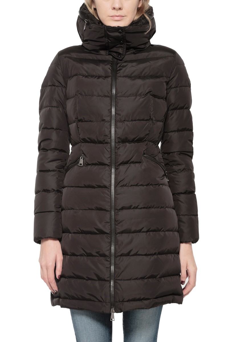 Moncler Flammette Coat in Black | Lyst