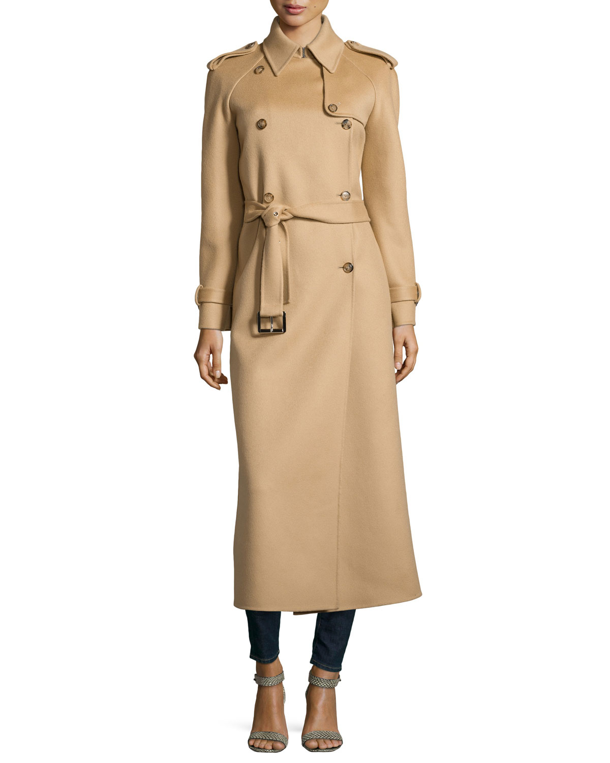 Lyst Michael Kors Doublebreasted Trench Coat in Orange