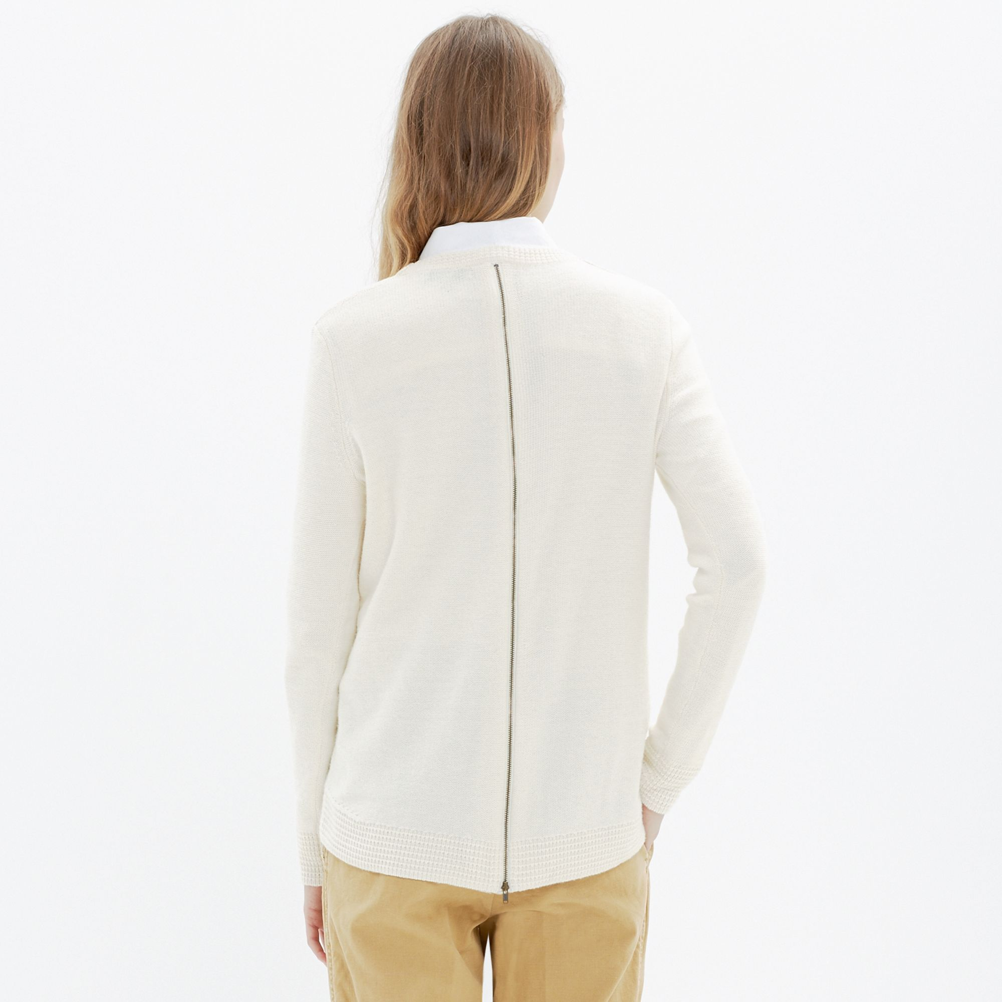 Madewell Back-Zip Pullover Sweater in Natural | Lyst
