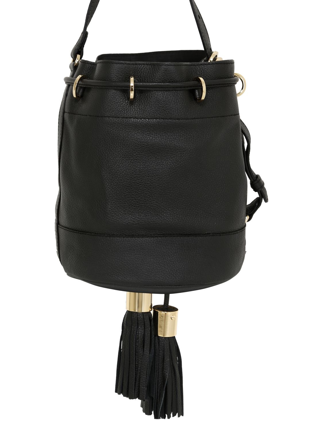 See by chloé Small Vicki Grained Leather Bucket Bag in Black | Lyst