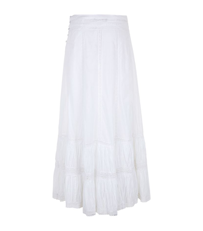 Polo Ralph Lauren Lace Insert Maxi Skirt in White - Lyst