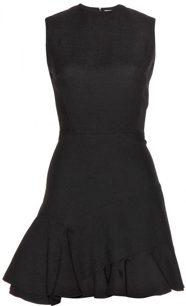 Victoria Beckham Silk and Woolblend Crepe Minidress in Black | Lyst