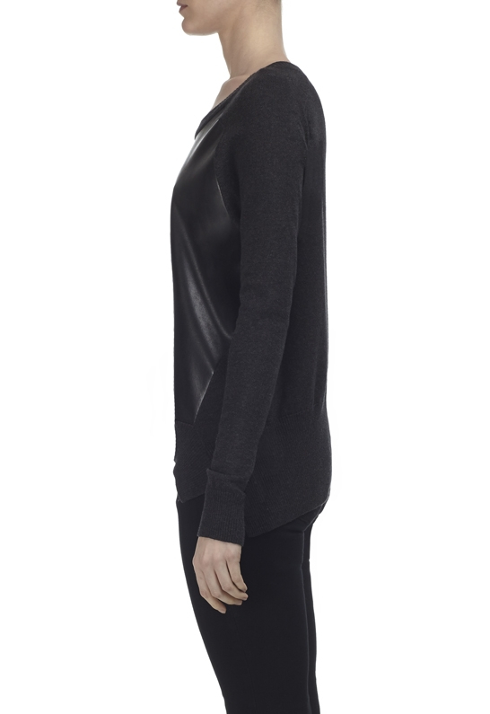 Lyst Bailey 44 Faux Leather Sweater in Black