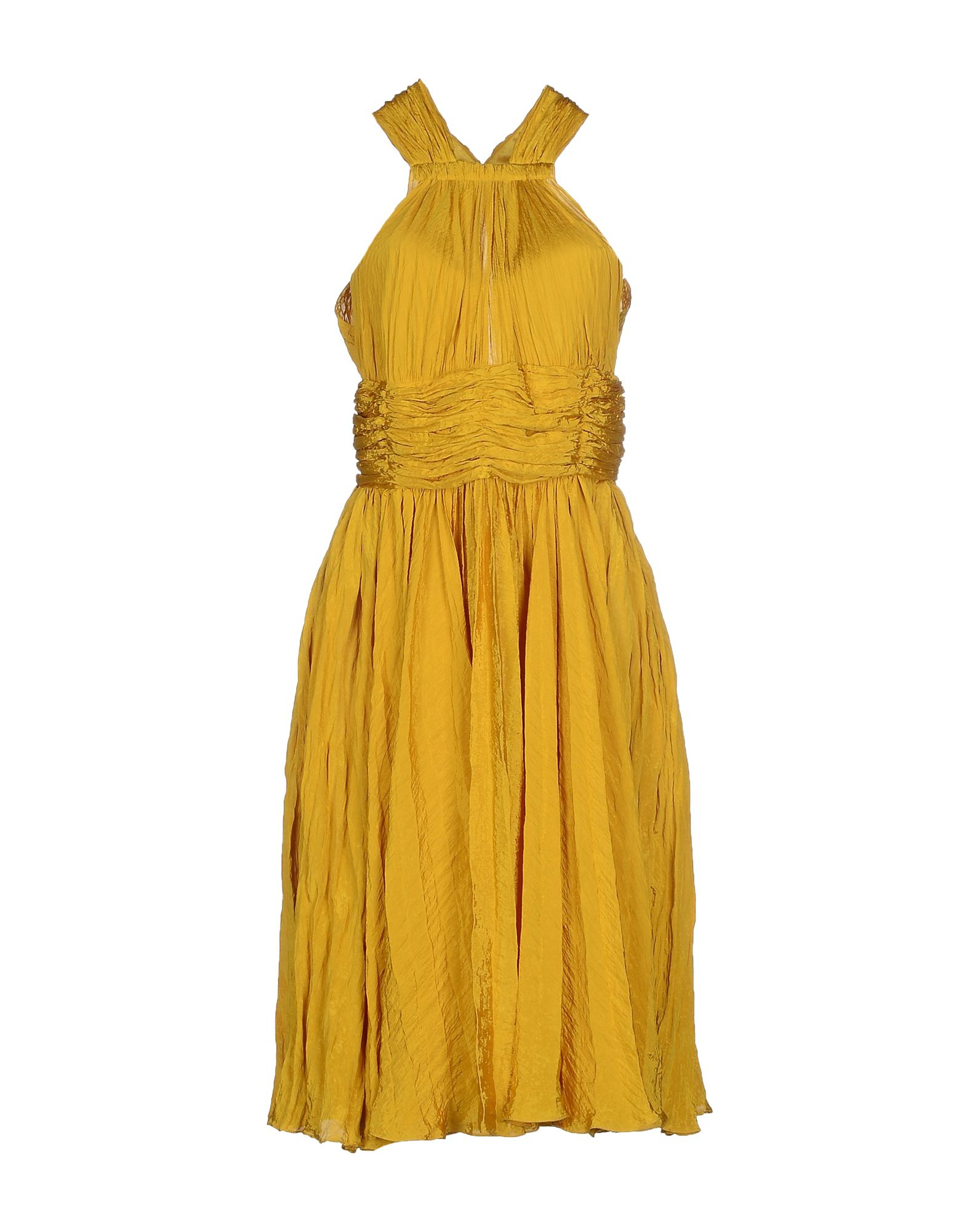 Oscar de la renta Knee-length Dress in Yellow | Lyst