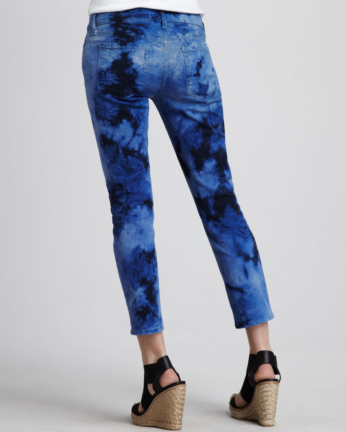 Lyst - 7 For All Mankind Roxanne Cropped Jeans Tie Dye in Blue