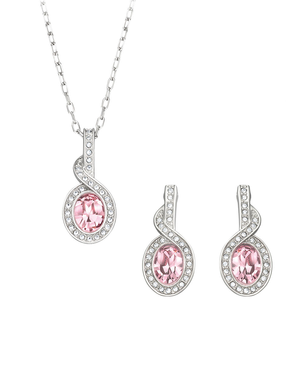 Lyst Swarovski Tyra Silver Tone Rose Crystal Necklace And Earrings Gallery