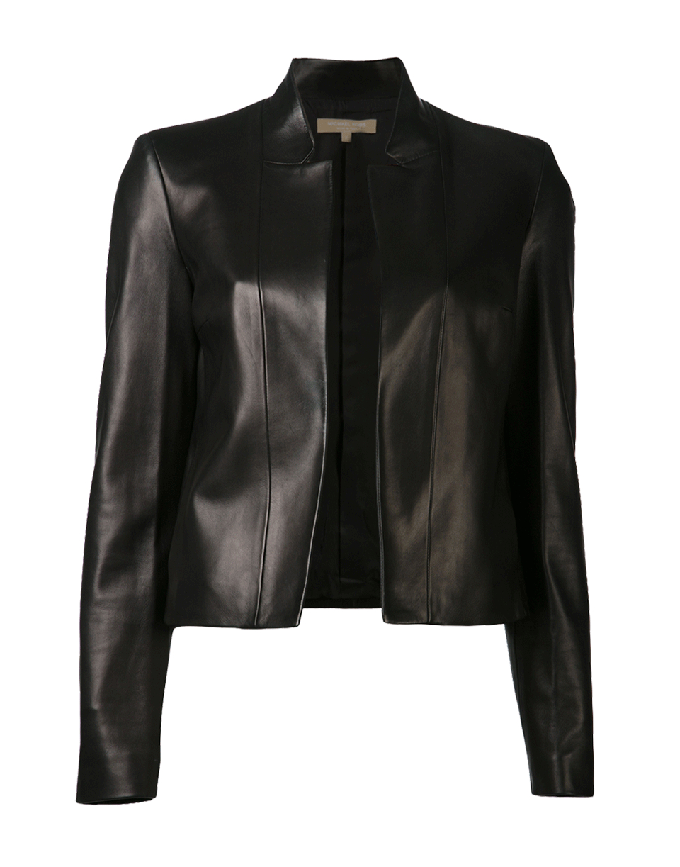 Michael Kors Stand Lapel Leather Jacket In Black Lyst Gallery