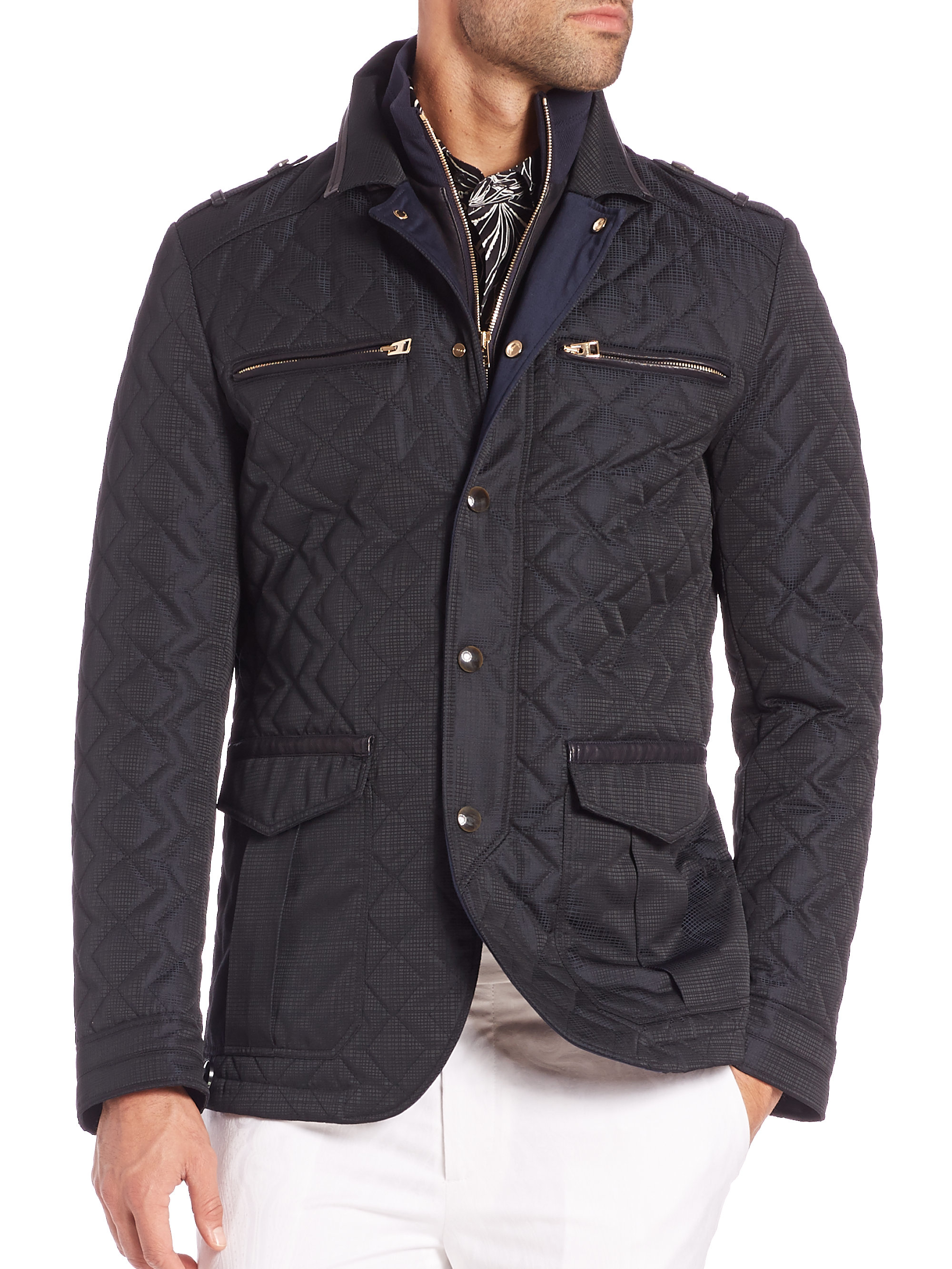 Lyst - Etro Quilted Broken Plaid Jacket in Blue for Men