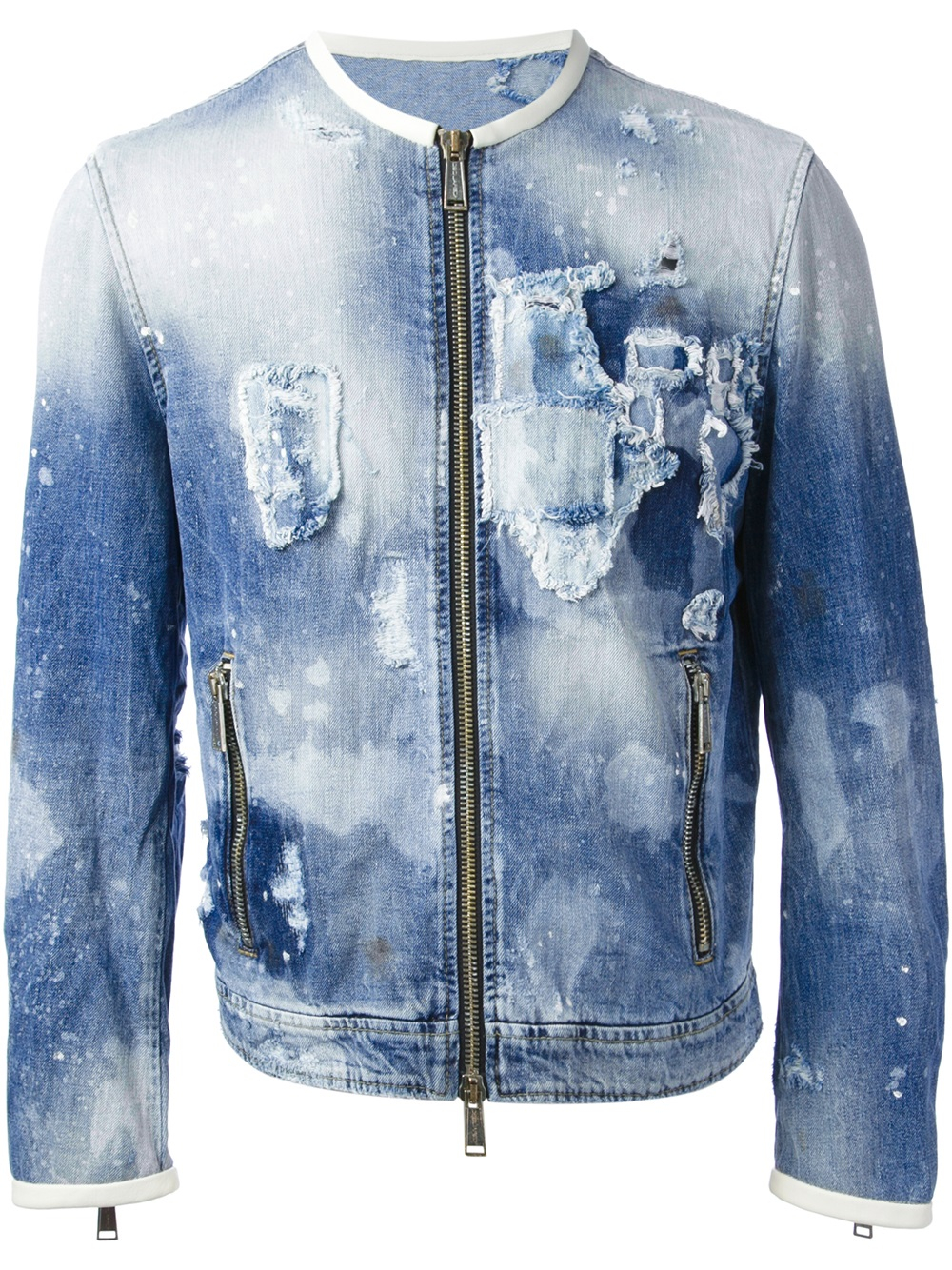 Lyst Dsquared² Bleached Denim Jacket in Blue for Men