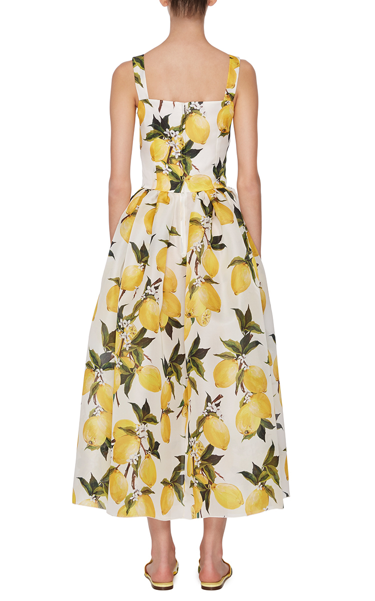 Dolce & Gabbana Cotton Lemon Print And Needlepoint Dress - Lyst